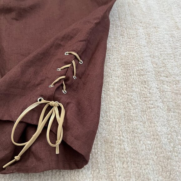 3 for $6 Summer Casual Boho Lace Up Brown Pants - Picture 10 of 10